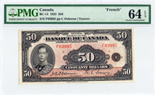 Load image into Gallery viewer, 1935 Canada French $50 BC-14 PMG 64
