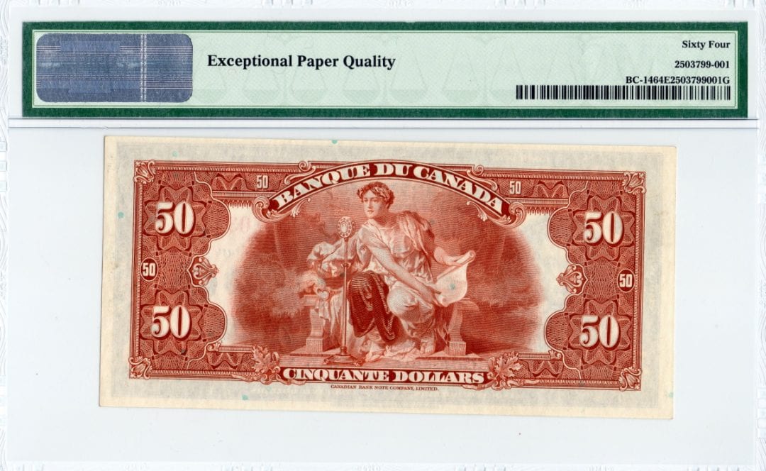 1935 Canada French $50 BC-14 PMG 64