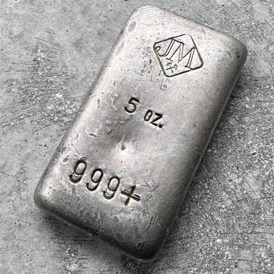 Vintage Johnson Matthey 5oz Silver poured bar