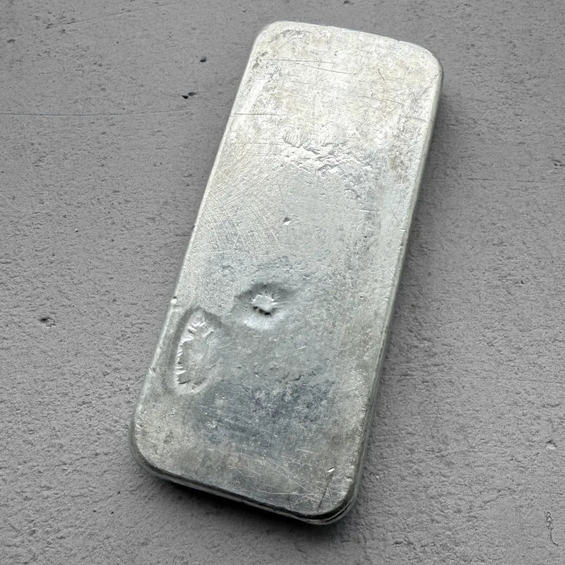 Vintage 20 oz .999 Silver Johnson Matthey Poured bar - F Serial