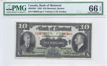 Load image into Gallery viewer, 1938 Bank of Montreal $10 PMG Gem UNC66 EPQ
