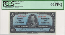 Load image into Gallery viewer, 1937 Bank of Canada $5 Note Gordon - PCGS Gem UNC66 PPQ

