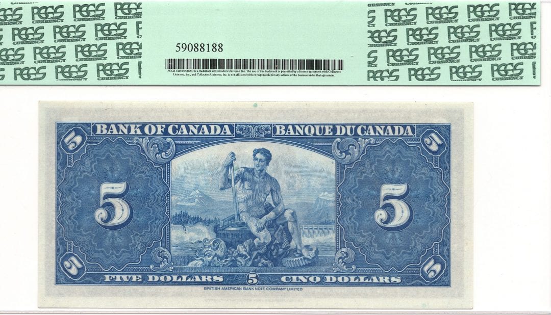 1937 Bank of Canada $5 Note Gordon - PCGS Gem UNC66 PPQ