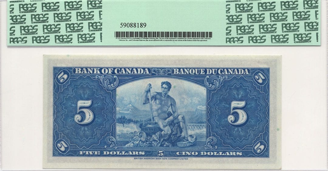 1937 Bank of Canada $5 BC-23b PCGS Gem UNC-66 PPQ