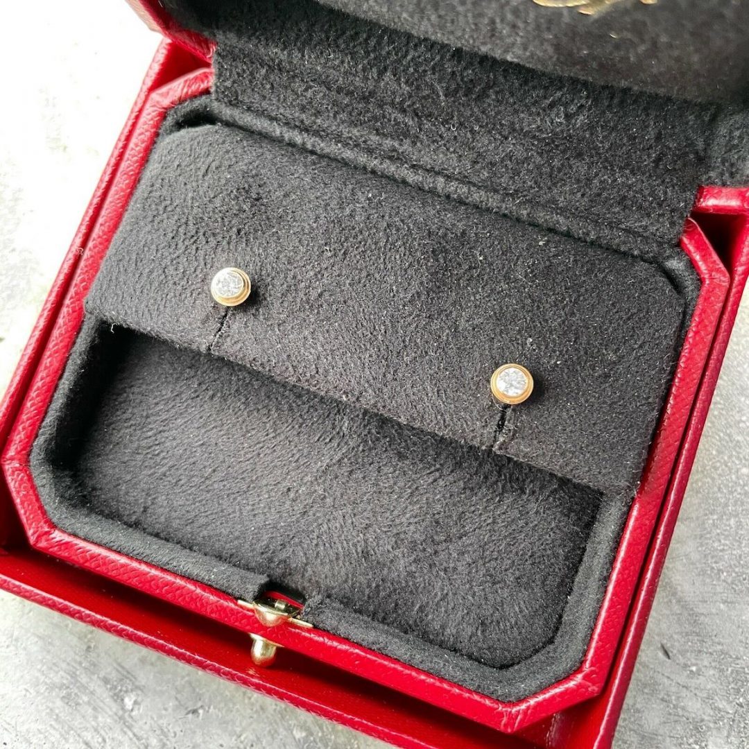 Authentic Cartier Diamond Stud Earrings 18K yellow gold – Box and ...