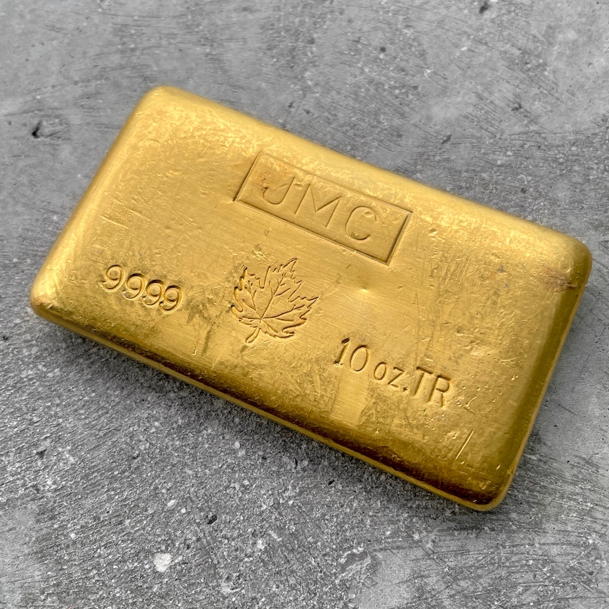 Vintage JMC 10oz .999 Pure Gold Bar - CoinWatchCo