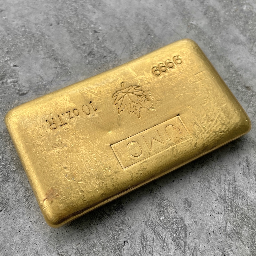 Vintage JMC 10oz .999 Pure Gold Bar - CoinWatchCo