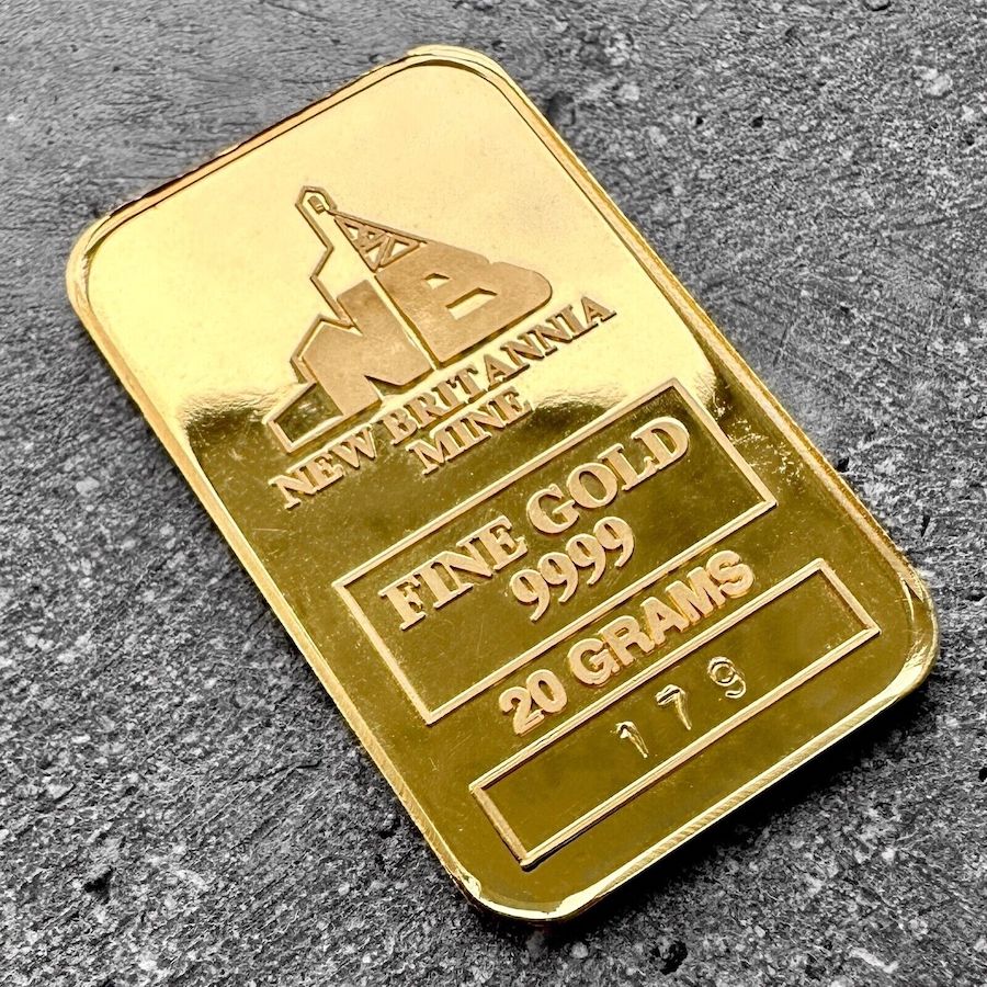 1998 Johnson Matthey 20 gram Gold Bar .9999 – New Britannia Mint ...
