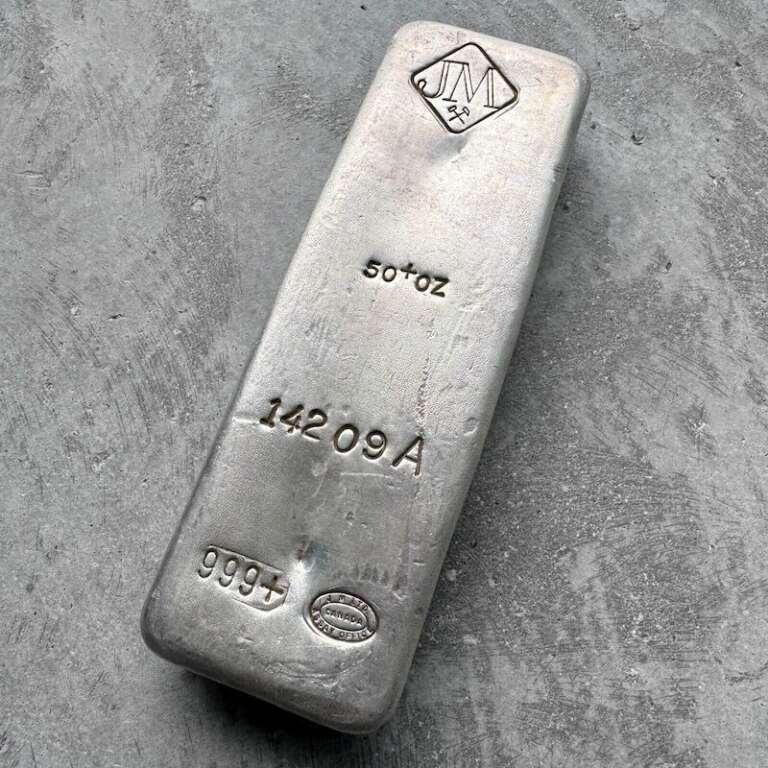 50 oz .999 Silver Johnson Matthey Poured bar – A Serial – Low Number ...