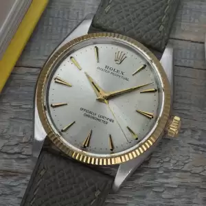 1958 Rolex Oyster Perpetual 6567 Two Tone Gold+Stainless Tropical Patina dial10 result