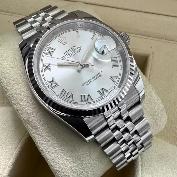 Rolex Datejust 36mm Jubilee band116234–Box and Papers Rhodium Roman Numeral12 result