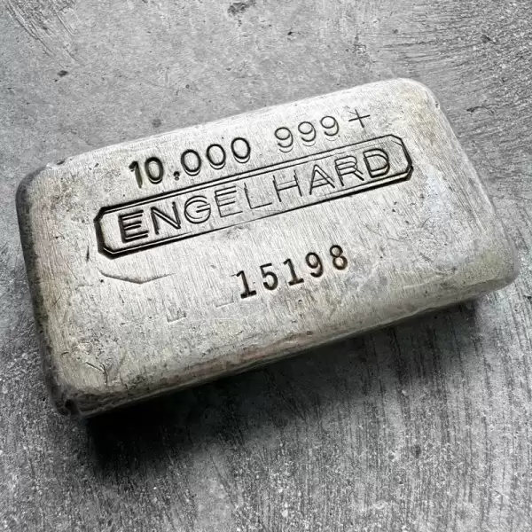 10ozEngelhard.999 Silver Poured bar 5 digit Serial Double Stamped Error!90 result