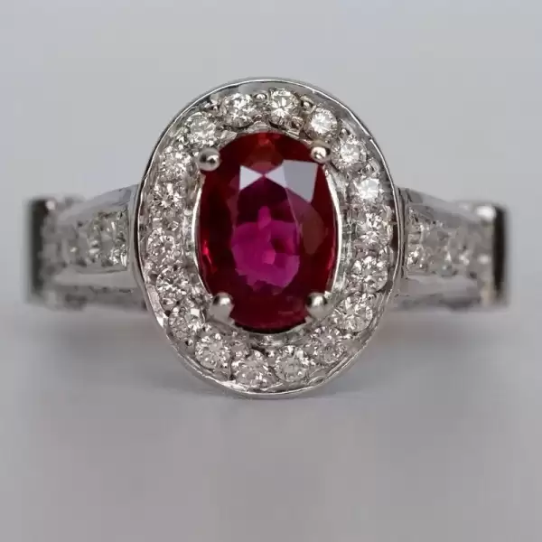 14k White Gold natural 1.55ct Oval Ruby&Diamond Engagement Ring76 result