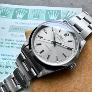 1996 Rolex Air King Silver Dial 14000–Boxand Papers–Unpolished+Sticker10 result