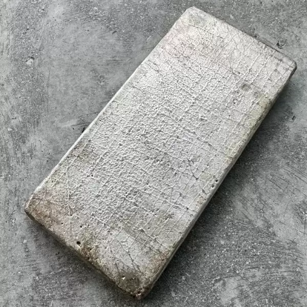 20oz.999 Silver Johnson Matthey London Poured bar Pretty Pour lines+Patina33 result