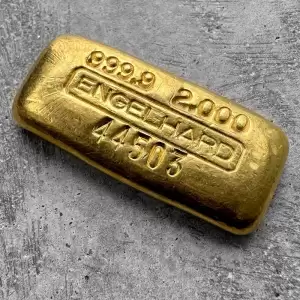 Engelhard 2 oz Gold Poured Bar .9999 2o 5digit serial70 result