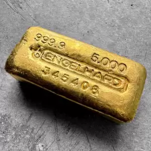 Vintage Engelhard 5 oz Gold Poured Bar.9999 5oz40 result