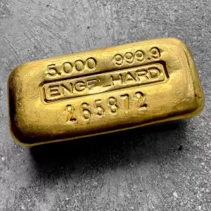 Vintage Engelhard 5oz Gold Poured Bar.9999 5oz10 result