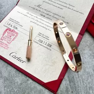 2018 Cartier 18k Rose Gold factory set Multi Gem Love Bangle Size 17 10 result