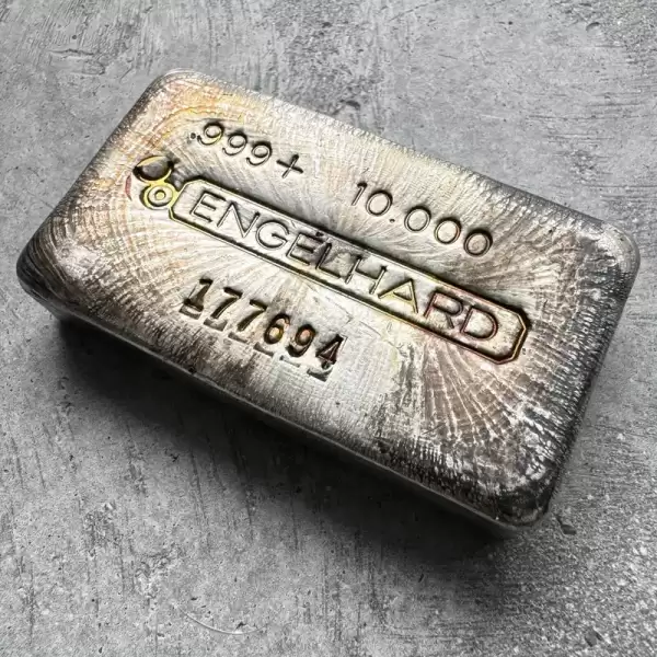 10oz Engelhard.999 Silver Poured bar Stunning Pour lines and Toning30 result