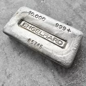 10oz Engelhard.999 Silver Poured bar5digit Serial Double Stamped Error!10 result