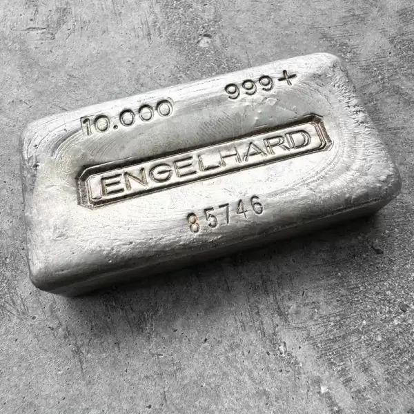 10oz Engelhard.999 Silver Poured bar5digit Serial Double Stamped Error!13 result