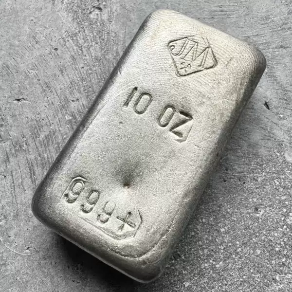 10oz Johnson Matthey.999 Silver Poured bar Small Logo Nice Pour Lines!40 result