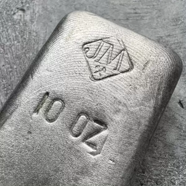 10oz Johnson Matthey.999 Silver Poured bar Small Logo Nice Pour Lines!41 result