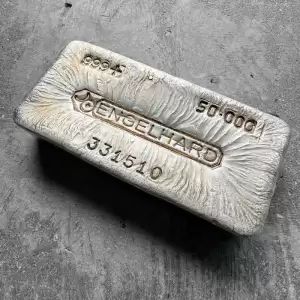 50oz Engelhard.999 Silver Poured bar Light Toning and incredible pour lines20 result