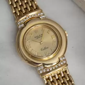 Ladies Rolex Cellini 18k Yellow Gold 5188 Diamond lugs Roman Numeral Dial40 result