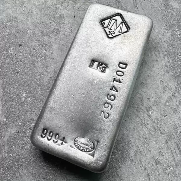 Scarce Johnson Matthey 1 Kilo.999 Silver Poured Bar32.15oz 1KG Stunning60 result