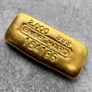 Vintage Engelhard 2oz Gold Poured Bar 2oz Scarce Early.999 style30 result