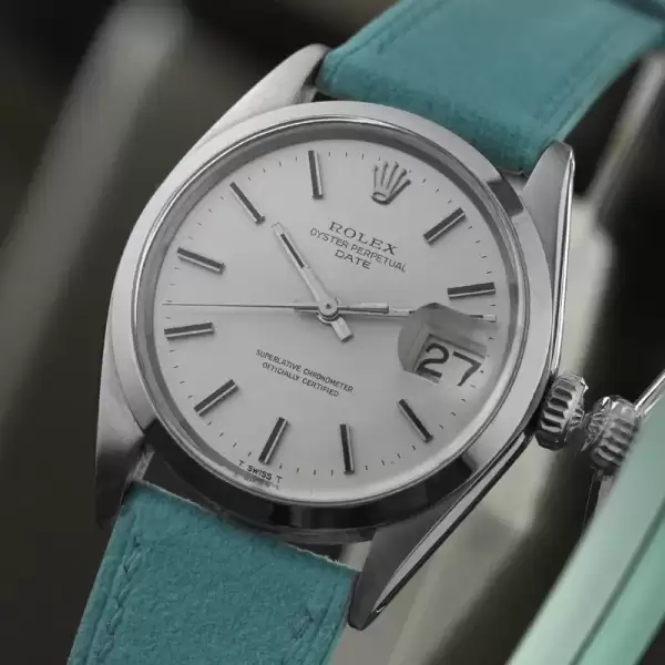 1970 Rolex Date 1500 Tiffany blue strap! Serviced10 result