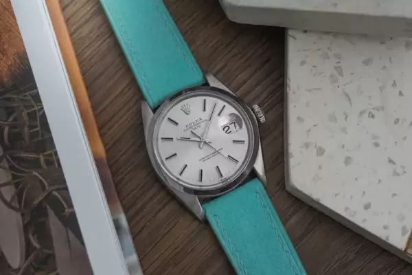 1970 Rolex Date 1500 Tiffany blue strap! Serviced12 result