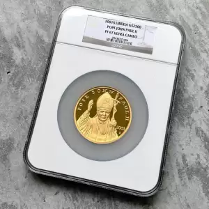 2001 Liberia Gold 12 oz Gold.999+Fine $2500 NGC PF67 Pope John Paul II 10 result