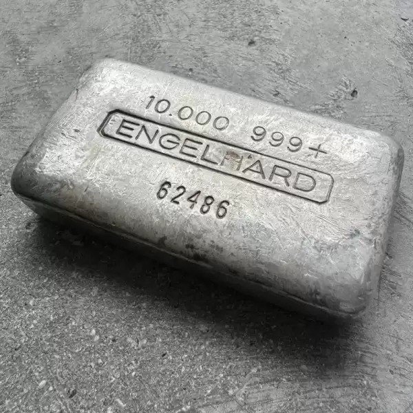 10 oz Engelhard.999 Silver Poured bar 5 digit Serial Attractive condition31 result