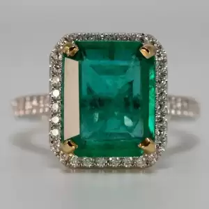 18K White Gold 4.75ct Natural Emerald Solitaire Cocktail Ring(1) result