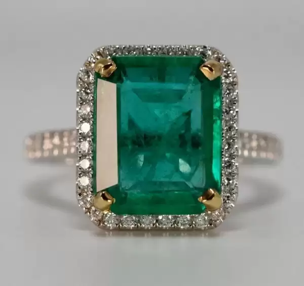 18K White Gold 4.75ct Natural Emerald Solitaire Cocktail Ring(1) result