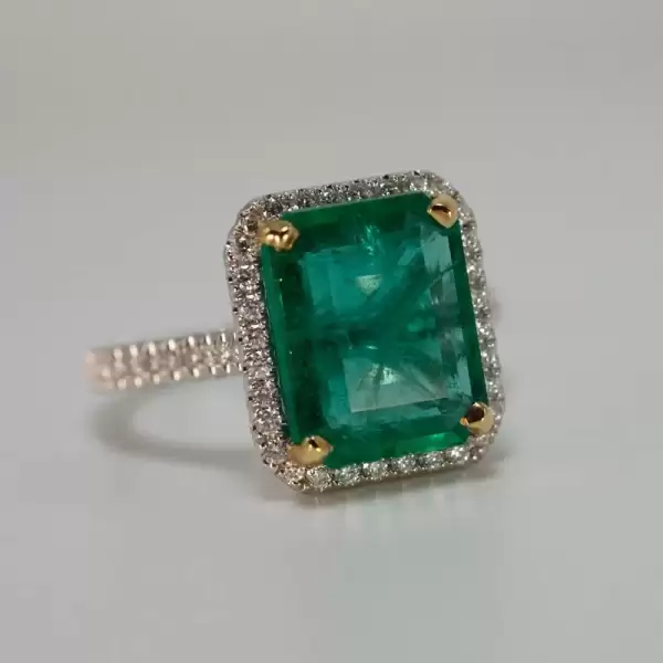 18K White Gold 4.75ct Natural Emerald Solitaire Cocktail Ring(3) result