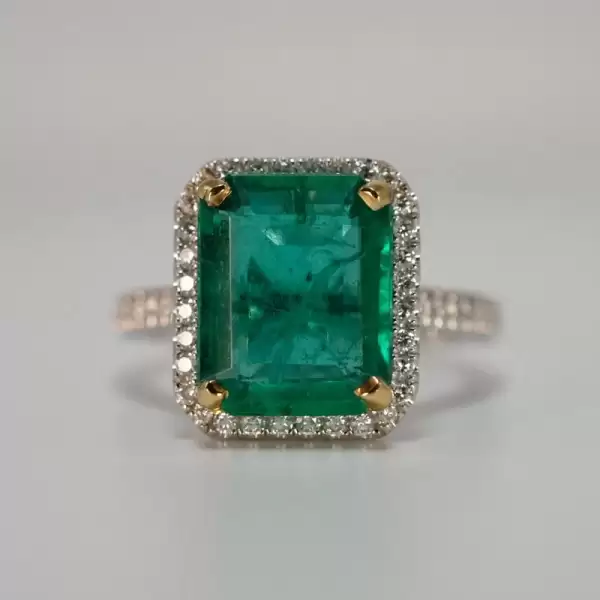 18K White Gold 4.75ct Natural Emerald Solitaire Cocktail Ring(5) result