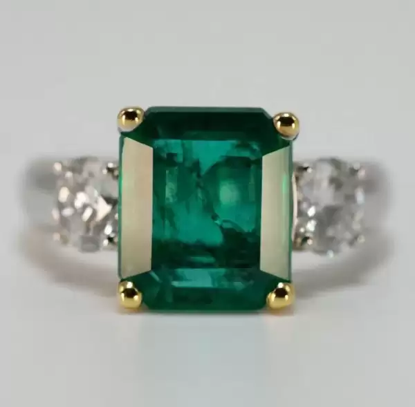 18K White and Yellow Gold 3.56ct Emerald Cocktail Ring Custom Made(20) result