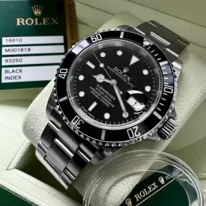 40mm Rolex Submariner 16610–Box Papers+Bezel Protector! SEL+No Holes Cas10 result