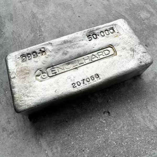 50 oz Engelhard .999 Silver Poured bar Nice Condition!21 result