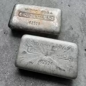 Consecutive Pair 10 oz Engelhard.999 Silver Poured bar 5 digit Serial11 result