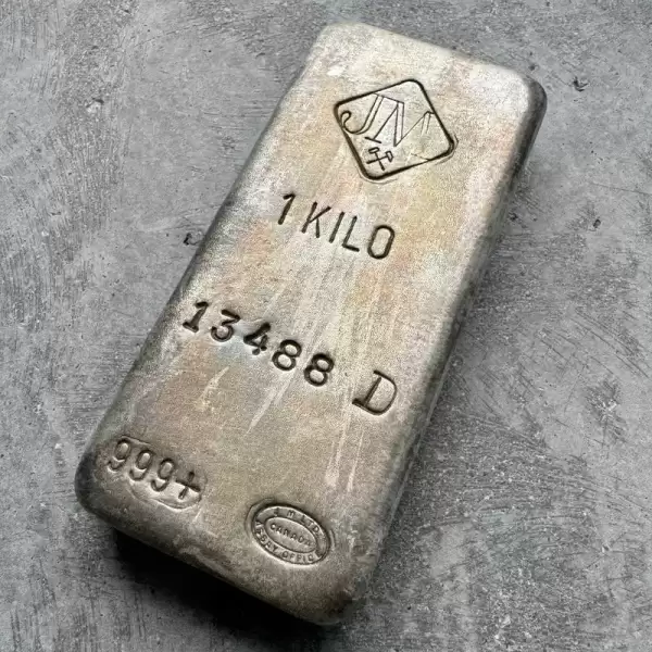 Johnson Matthey 1 Kilo.999 Silver Poured Bar 32.15oz DSerial Pretty Toning52 result