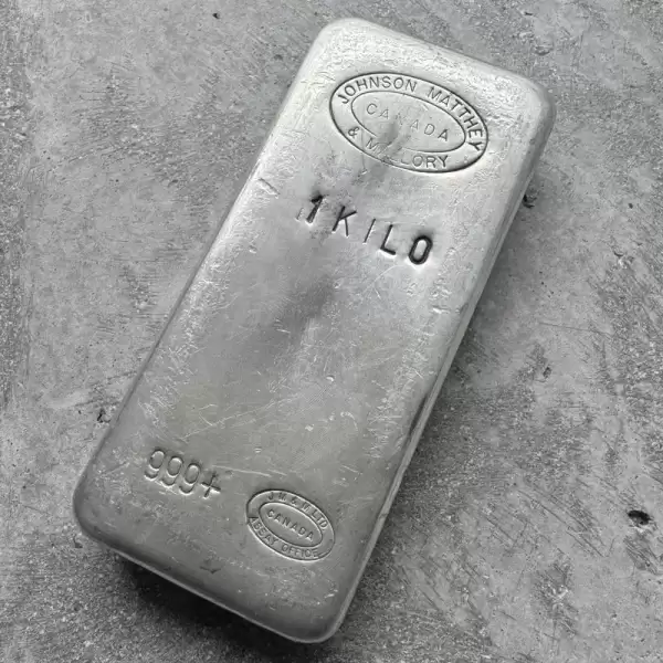 Johnson Matthey Mallory 1Kilo.999 Silver Poured Bar32.15oz10 result