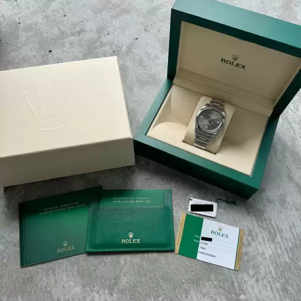 Rolex 39mm Oyster Perpetual 114300 Oyster Rhodium dial–Box Papers15 result