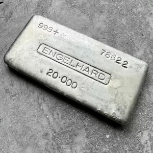 Vintage 20oz.999 Silver Engelhard Poured bar 5 Digit Serial 1st Series(2) result