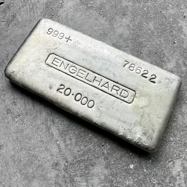 Vintage 20oz.999 Silver Engelhard Poured bar 5 Digit Serial 1st Series(2) result