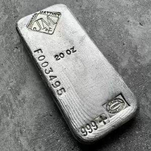 Vintage20oz.999 Silver Johnson Matthey Poured bar FSerial Nice Pour Lines(1) result